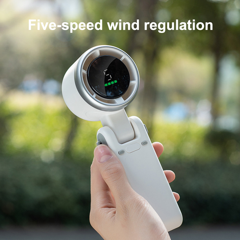 1pc handhållna fläktar med digital display bärbar resefläkt mini hopfällbar skrivbordsfläkt med 5- justerbara hastigheter för utomhusbruk