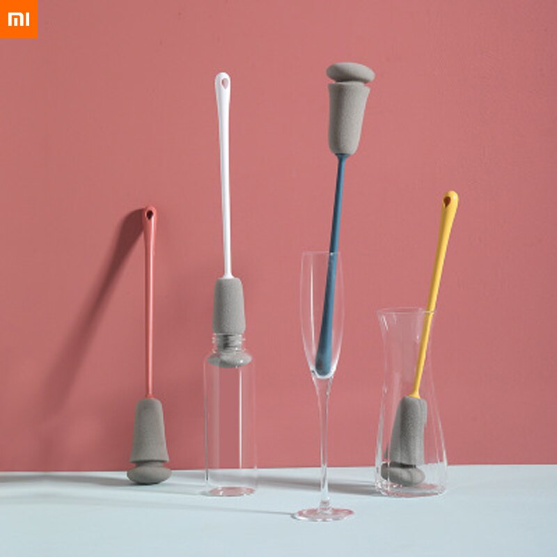 xiaomi mijia Sponge Cup Brush Long Handle Replaceable Kitchen Cleaning Tool Soft Sponge bottle Brush Beautiful practical