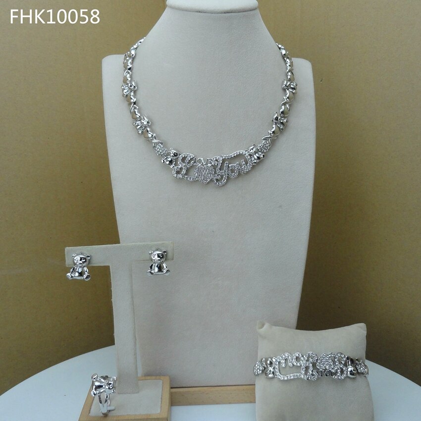 Yuminglai I love You African Jewelry for Women FHK9858: Imitation Rhodium Plated