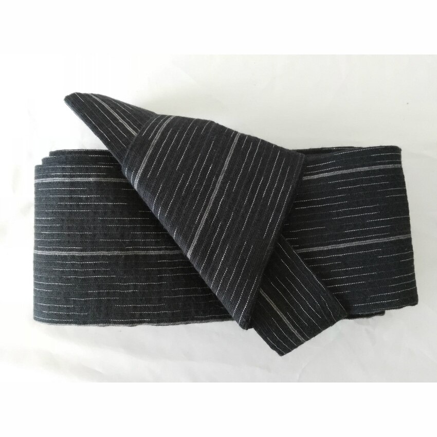 Männer Japanischen Samurai kostüme Kimono Jinbei Hause Tragen Lose Baumwolle Schwarz Yukata Traditionelle Kleidung Pyjamas Nachthemd Robe: Belt 6 / M