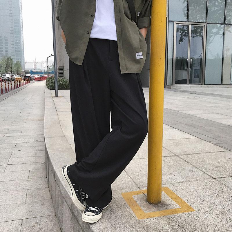 saferido Korean Style Pleuche Casual Pants Mens Fashion Wide-leg Mopping Trousers Male Oversize Straight Droop Pants Plus Size 8XL-M