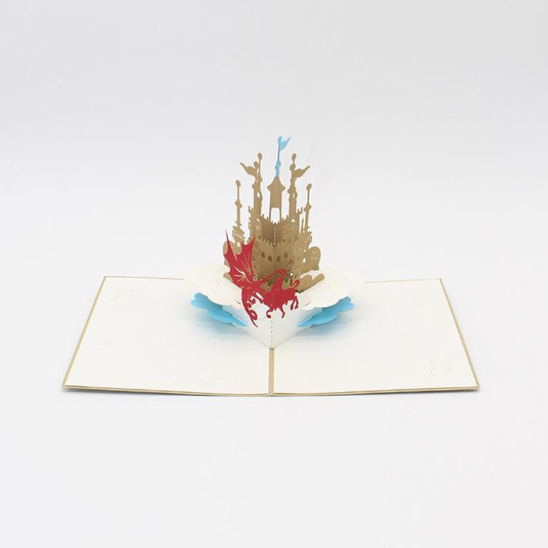 Tarjetas postales Pop-Up 3D de amor, postal de Castillo de con pegatina de sobre para invitación de boda, tarjeta de felicitación de aniversario