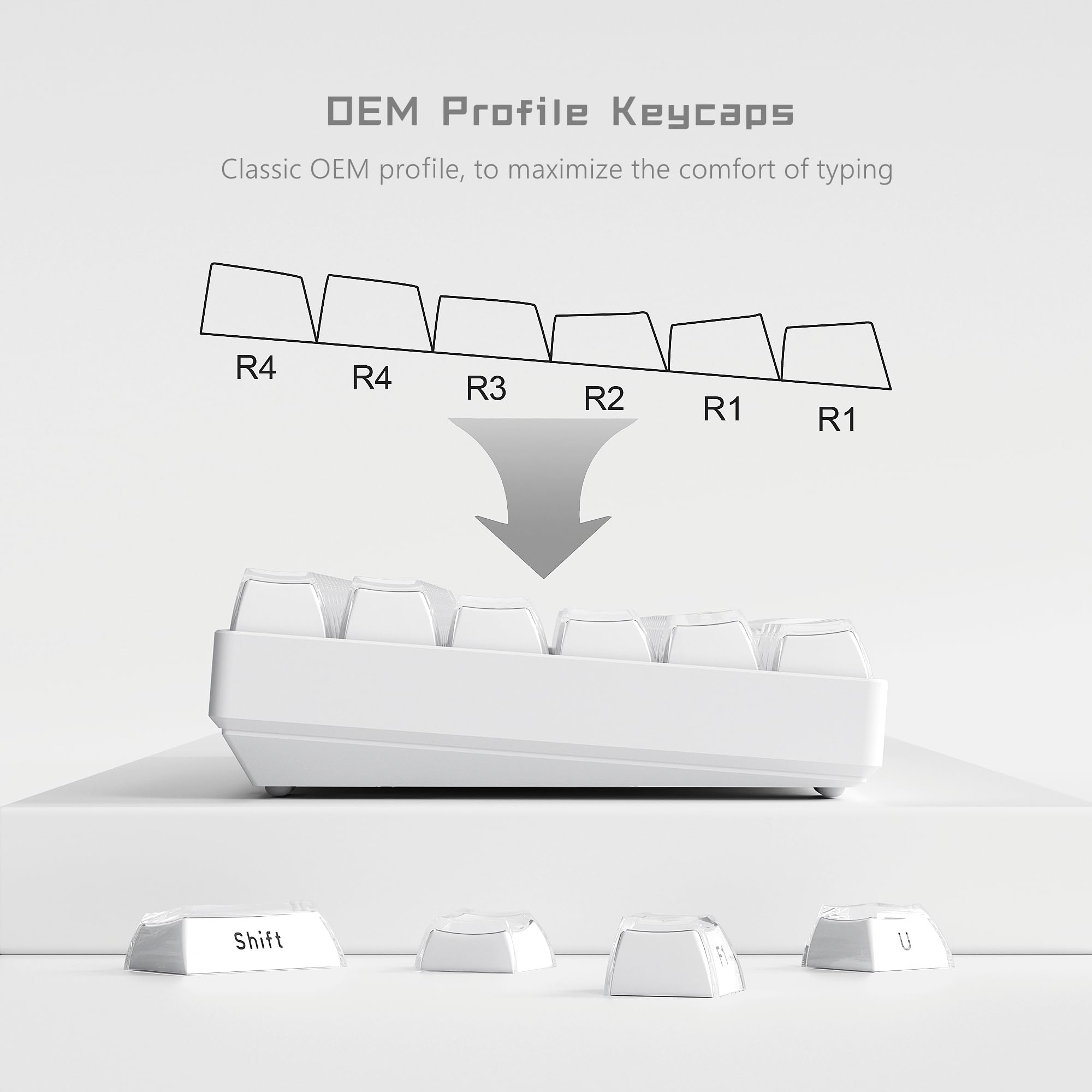 Womier White Crystal Jelly Keycaps Aangepaste zijkant bedrukte Keycaps 113 toetsen OEM-profiel voor Cherry MX Switches Mechanisch toetsenbord