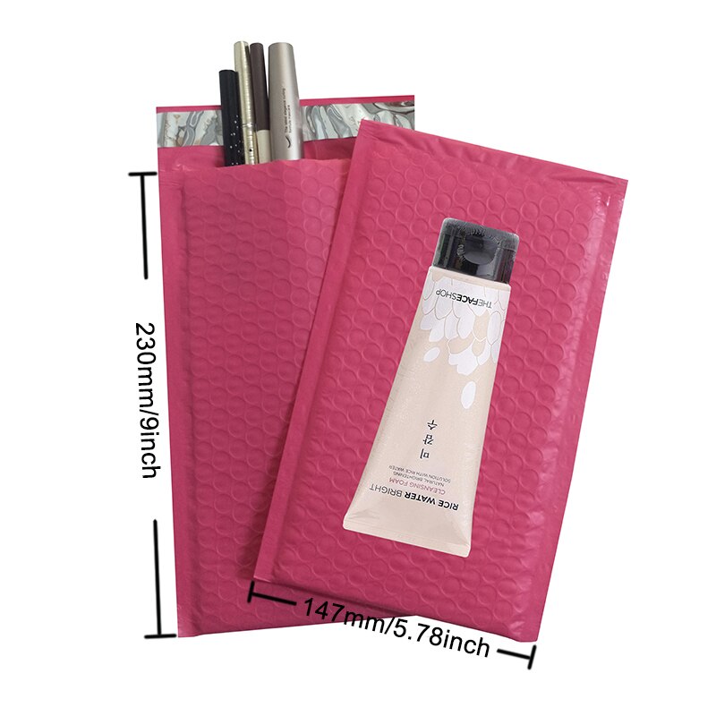 10PCS Pink Poly Bubble Mailer Padded Envelopes Self seal Mailing Bags Bubble Envelopes Postal Bags envelopes: 14.7x23cm