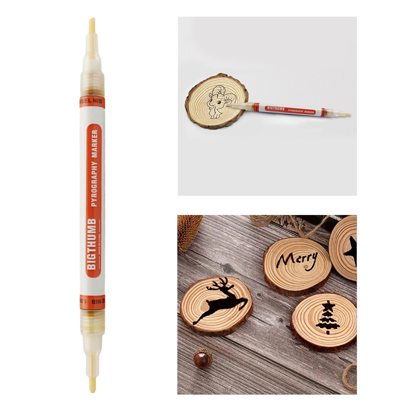 Rotulador de doble cabezal para quemar madera, rotuladores de pirograbado de Artesanal, herramientas de pintura, , papelería para oficina y escuela