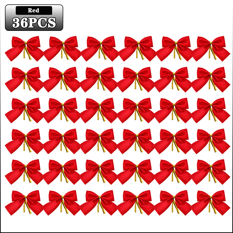 12–60 Stück Mini-Weihnachtsbaum-Band-Schleifen, Ornamente, dekorative Schleifen für Kranzdekoration und Urlaubs-Geschenkverpackungszubehör: Orange