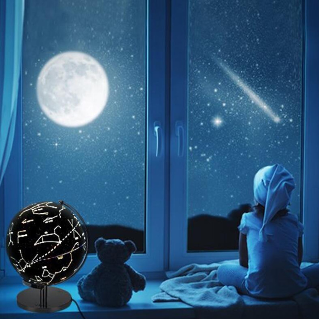 Day View World Globe & LED Night View Illuminated Constellation Globe Kids Christmas School Decorative Balls