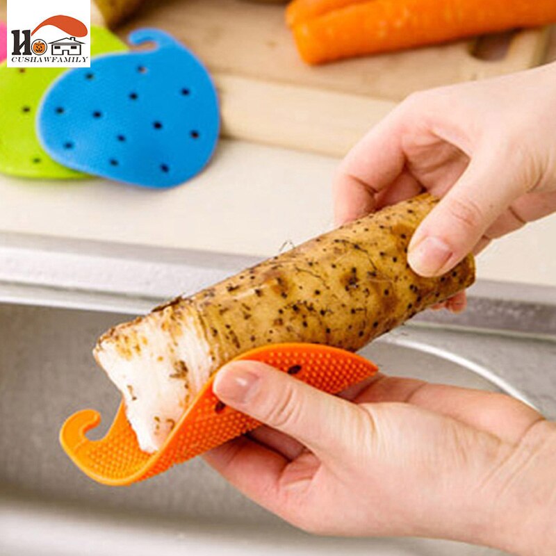 CUSHAWFAMILY Leuke Groente Borstel Siliconen Vruchten Reinigingsborstel Voor Aardappel Wortel Gember Schoonmaken Keuken gereedschap