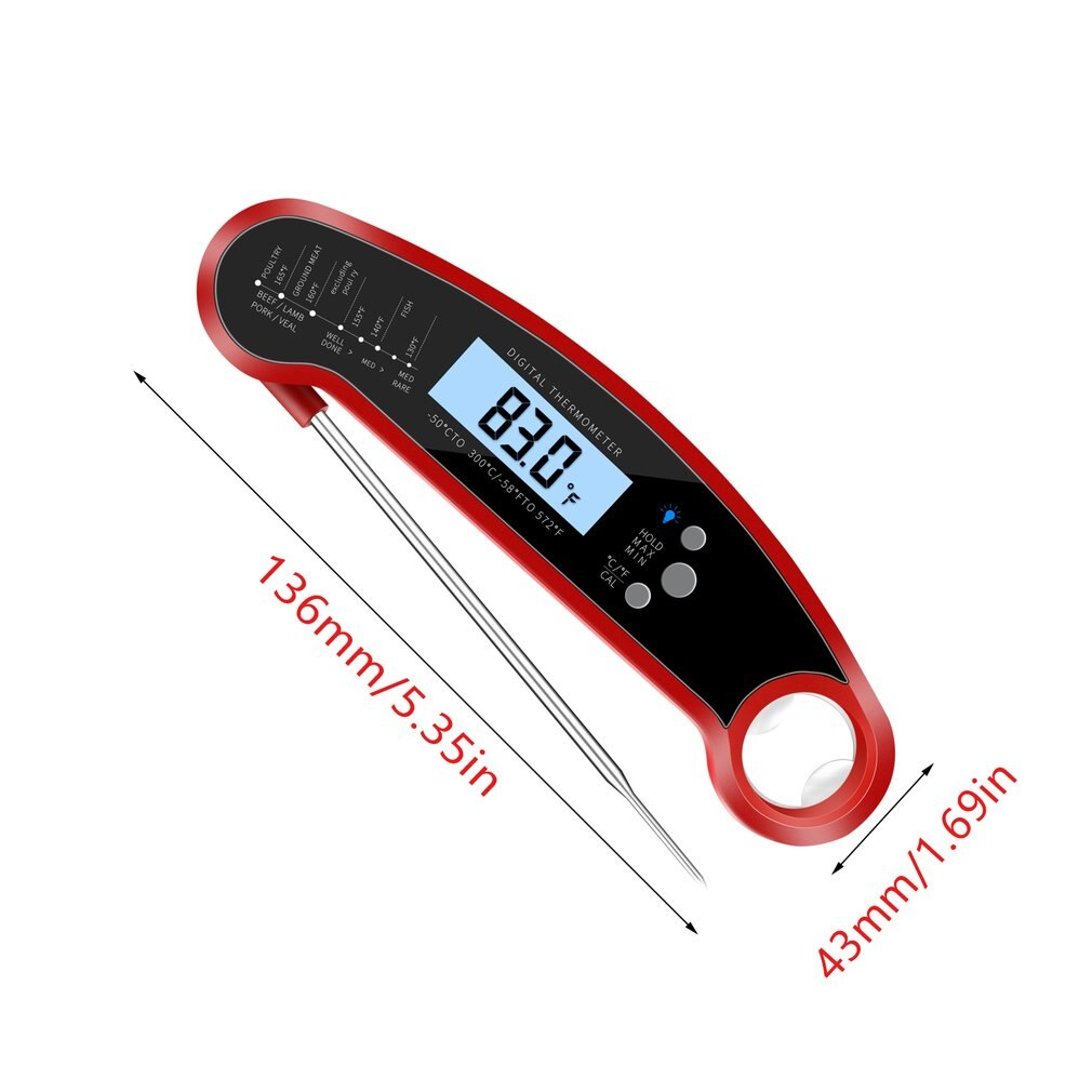 Digital Food Barbecue Thermometer Meat Thermometers Waterproof Instant Read Thermometer with Calibration Backlight