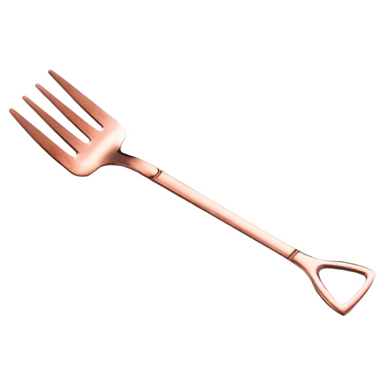 Stainless Steel Spade Dessert Fork Spoon Long Handle Coffee Spoon Teaspoon Stirring Spoon Tableware: Rose gold-fork