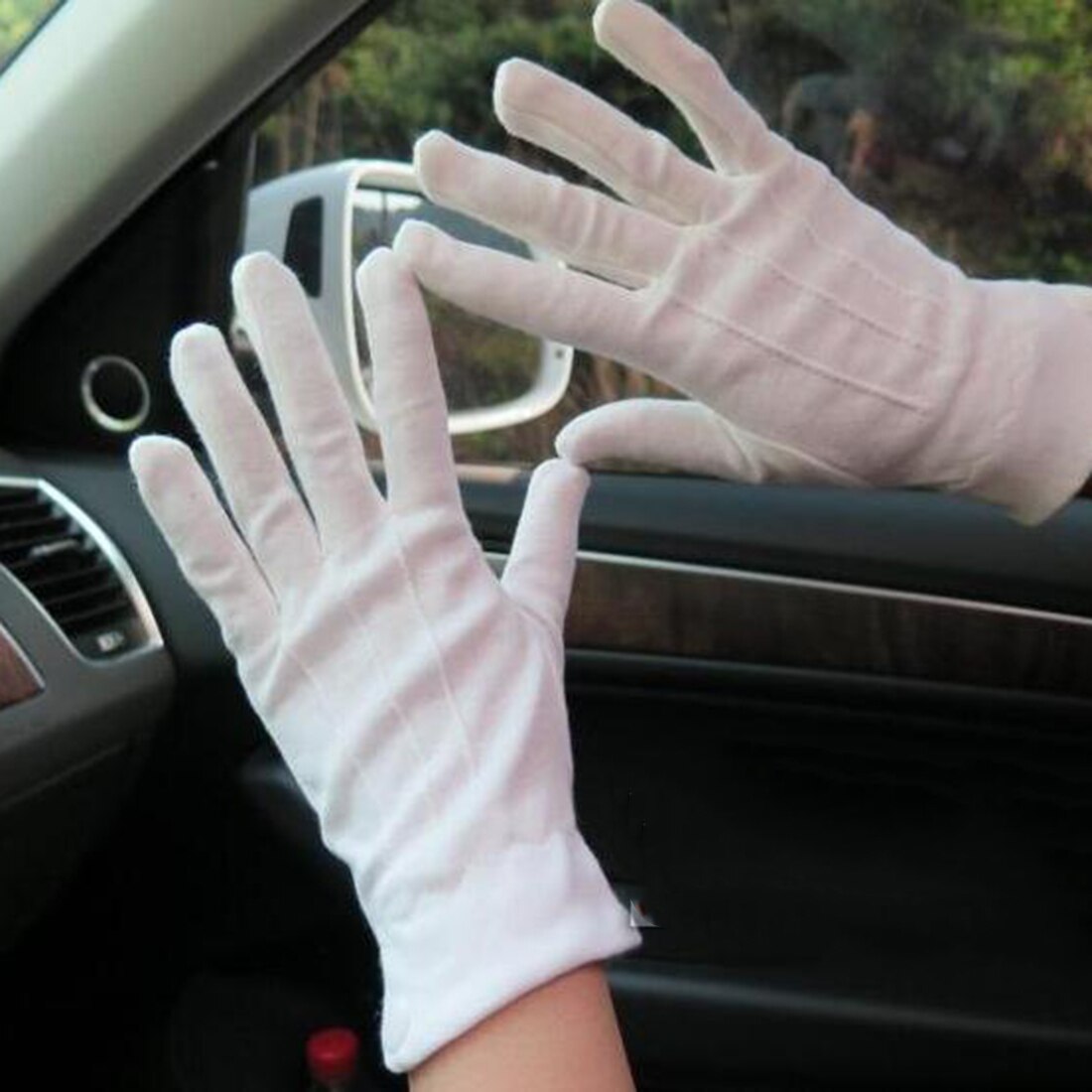 White Cotton Gloves Formal Work Uniform Catering band Magician Parades Inspection Five-fingers men's work gloves