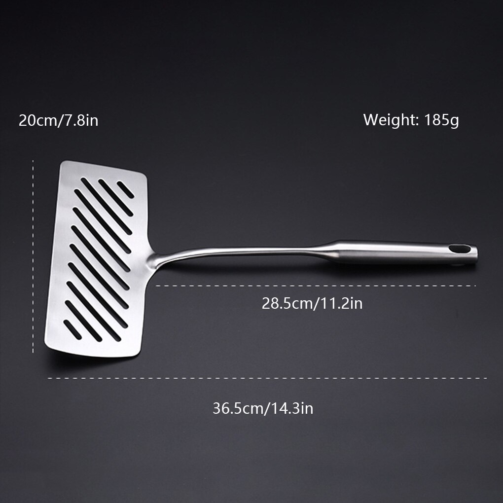 Fish Frying Spatula Rustproof Stainless Steel Slotted Fish Turner Steak Server for Kitchen