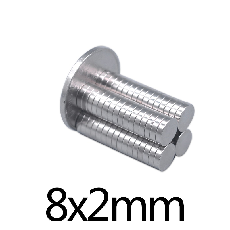 100/200/300Pcs 8X2 Mm Neodymium Super Sterke Magneet Permanente Ronde Magneet Krachtige Magnetische Schijf magneet 8*2Mm