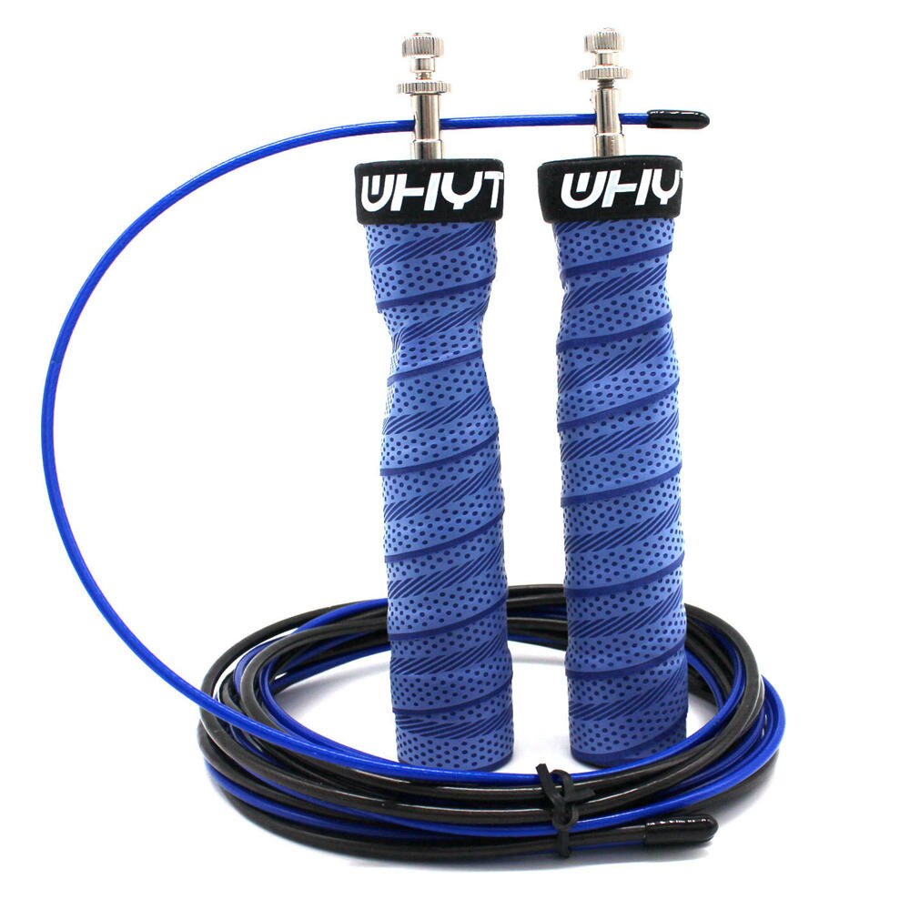 Crossfit Jump Rope Weighted Speed Skipping Rope Adjustable Wire with Extra Cable Ball Bearings Anti-Slip Handle: Blue