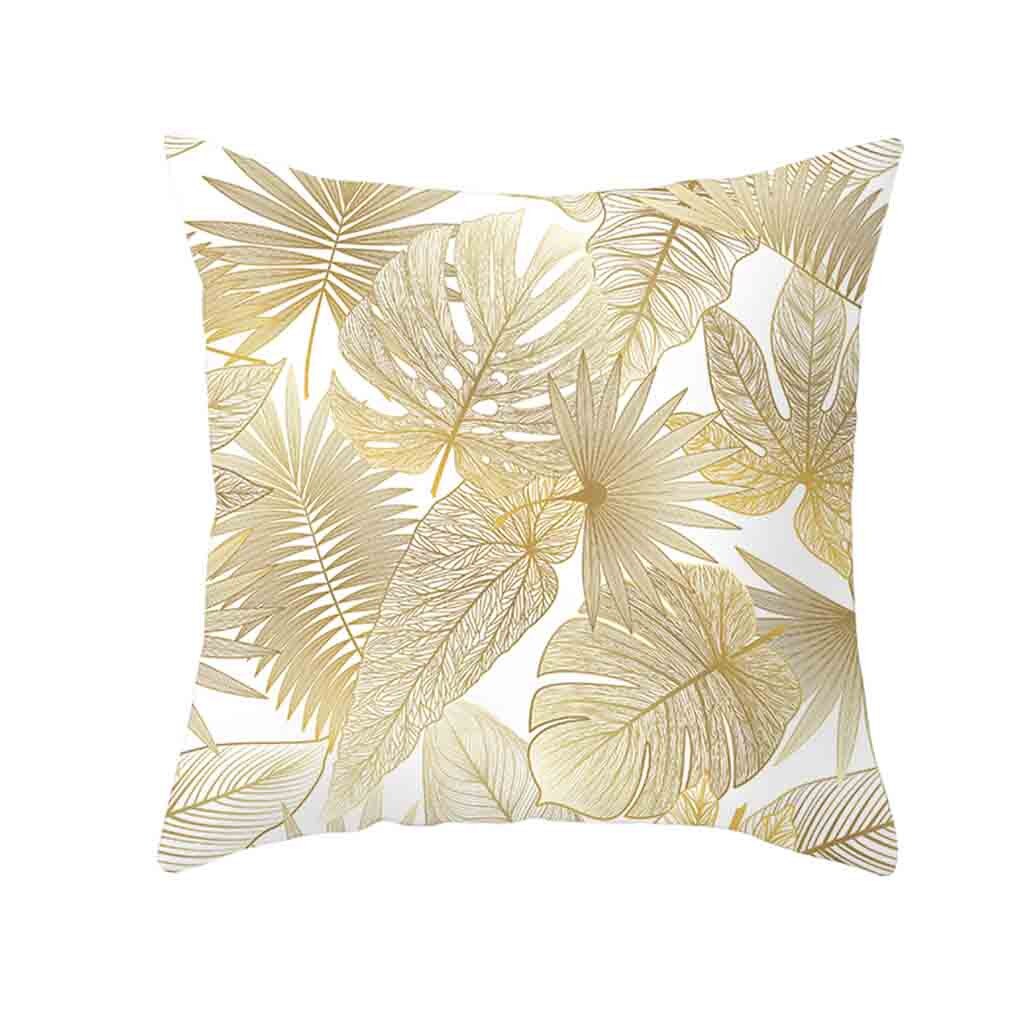 Pillow Case Gold Plant Printed Sofa Car Cushion Cover Home Decor Throw Pillowcase Bed Decoations poszewki na poduszki 45x45cm