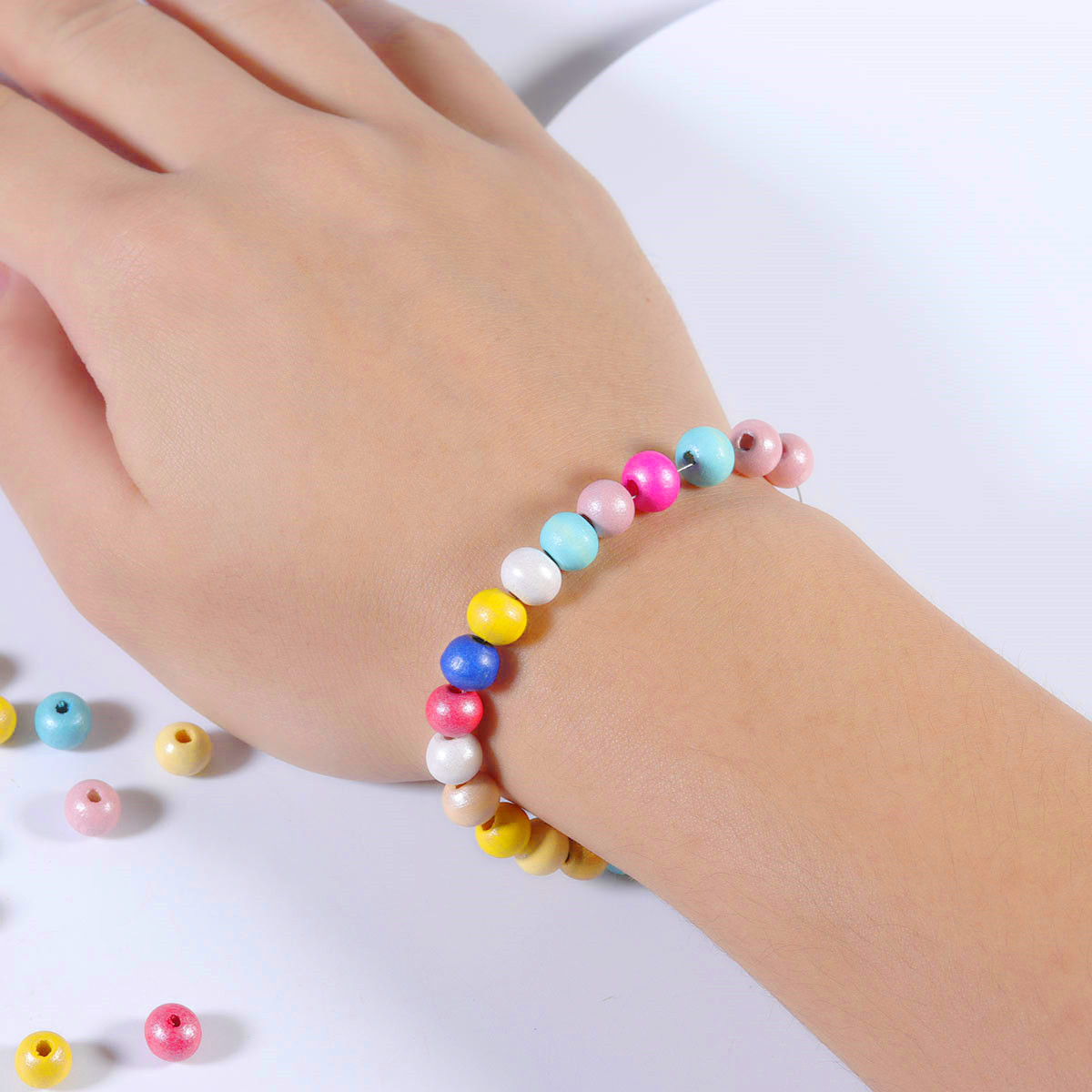 100 unids/lote 6 8MM cuentas de madera redondas naturales cuentas de madera pulidas Multicolor para fabricación de joyería DIY collar pulsera Accesorios