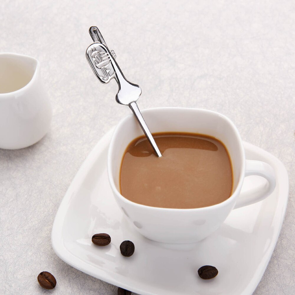 Cucharas con nota Musical creativa, cuchara de café de mango largo, de acero inoxidable, cuchara agitadora, vajilla, 1 ud.
