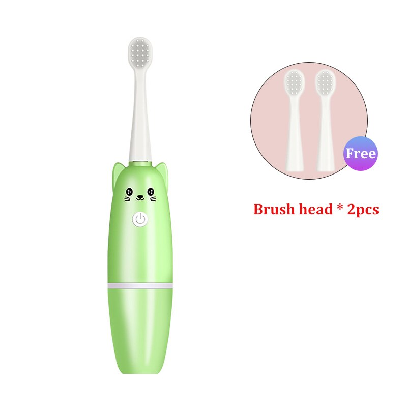 Kinderen Tandenborstel U-vorm Elektrische Tandenborstel 360 Graden Reinigen Kids Silicone Automatische Ultrasone Tanden Tandenborstel: green A