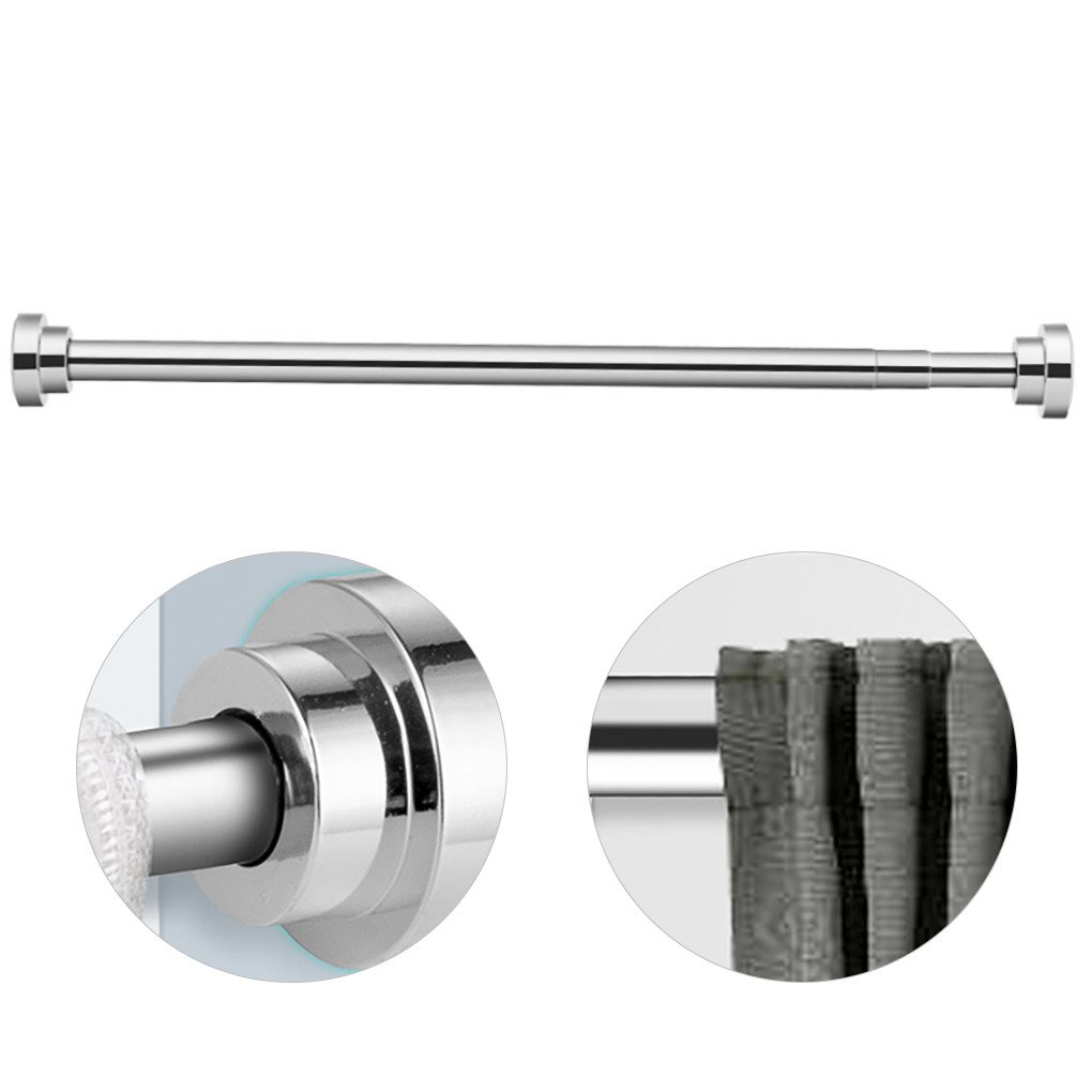 Stainless Steel Telescopic Shower Curtain Rod No Drilling Bathroom Adjustable Hanging Bath Rod 80cm