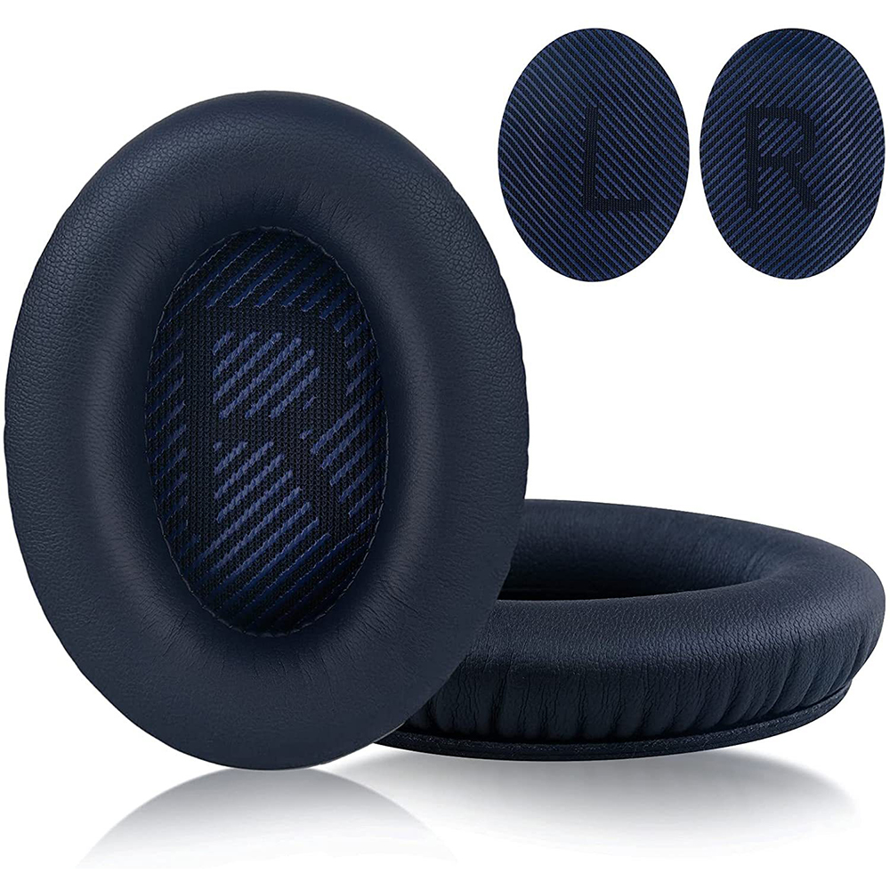 Almohadillas para auriculares BOSE QuietComfort 35II QC35, orejeras de espuma de cuero, fundas para auriculares, repuesto de espuma de esponja: Azul oscuro
