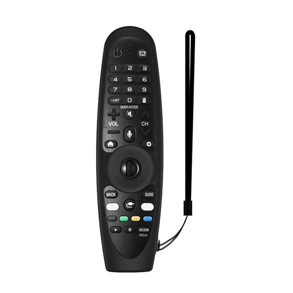 Silicone TV Remote Control Protector Cover for LG AN-MR600 AN-MR650 AN-MR18BA AN-MR19BA AN-MR20GA Protective Case with Lanyard: Black
