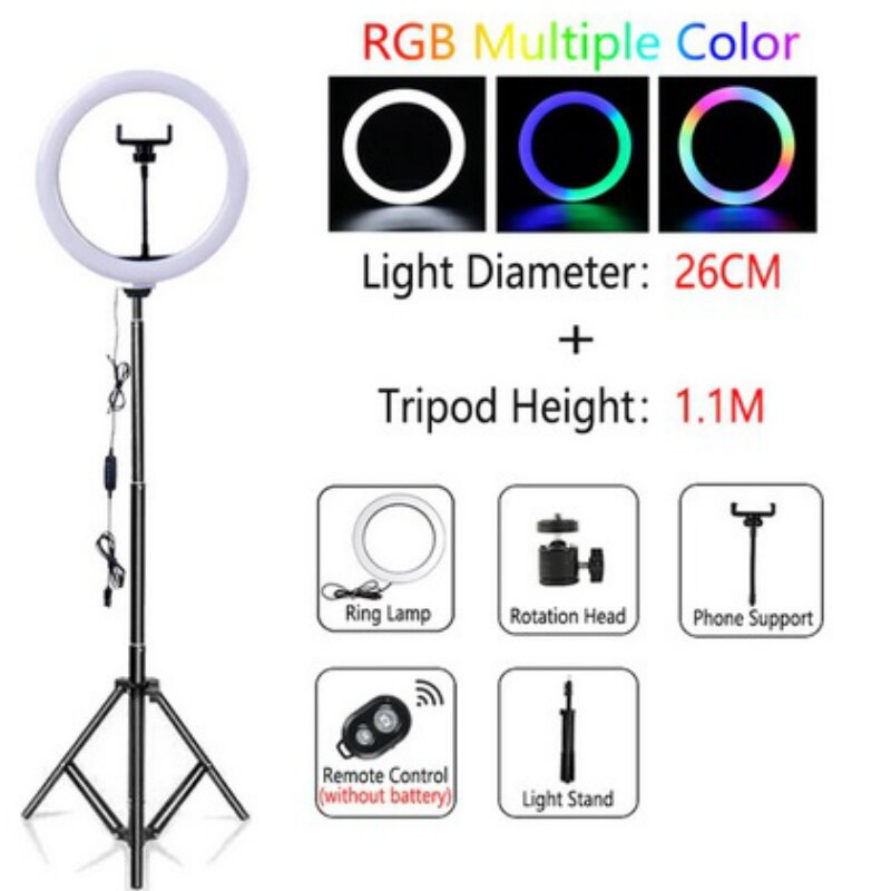 LED Selfie Ring Light Dimmable LED Ring Lamp Photo Video Camera Phone Light ringlight For Live Fill Light: 26CM-TH1.1(Multiple)