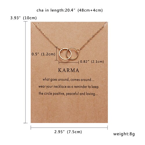 Rinhoo Gold Silver Color Karma Double Circle Alloy Choker Pendant Short Necklace Women Lady Jewelry: gold