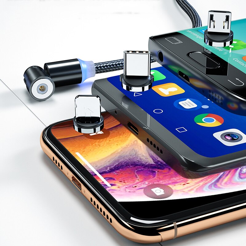 540 roterende magnetkabel hurtiglader magnetlader mikro usb type c kabel mobiltelefon ledning til iphone xiaomi samsung