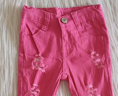 Jean déchiré double couche rose pour fille, vêtement de boutique, pantalon à cloche, offre spéciale,