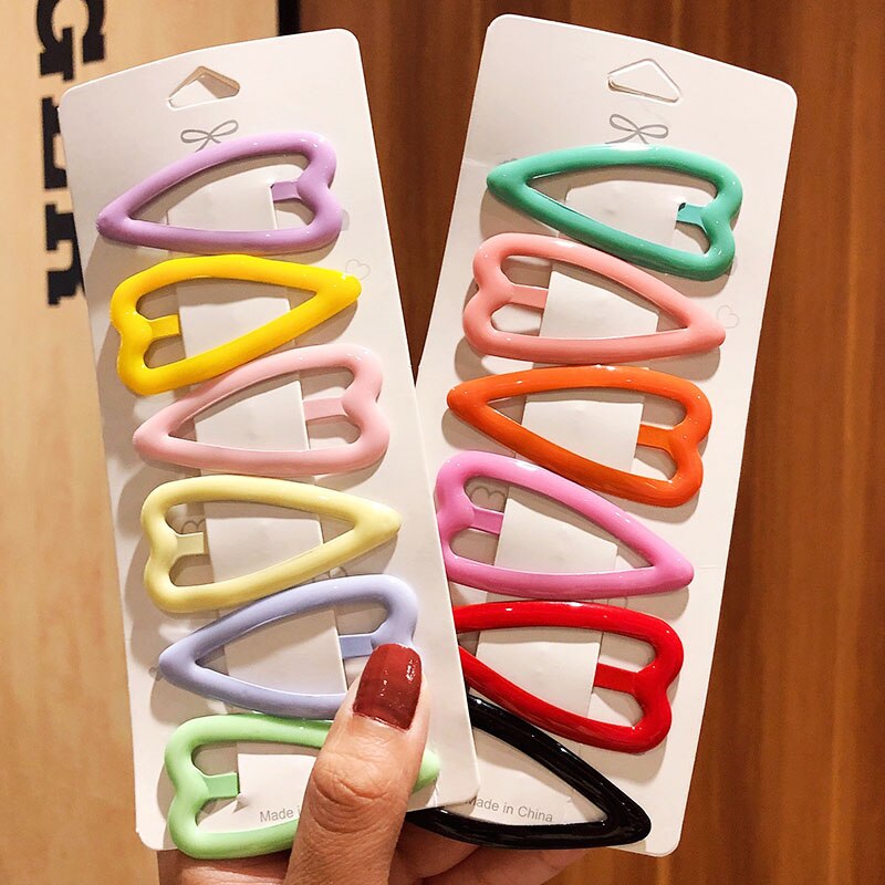 6 stks/set Vrouwen Meisjes Leuke Kleurrijke Hart Driehoek Haarspelden Zoete Haarspeldjes Haarspeldjes Haar Ornament Mode Haaraccessoires