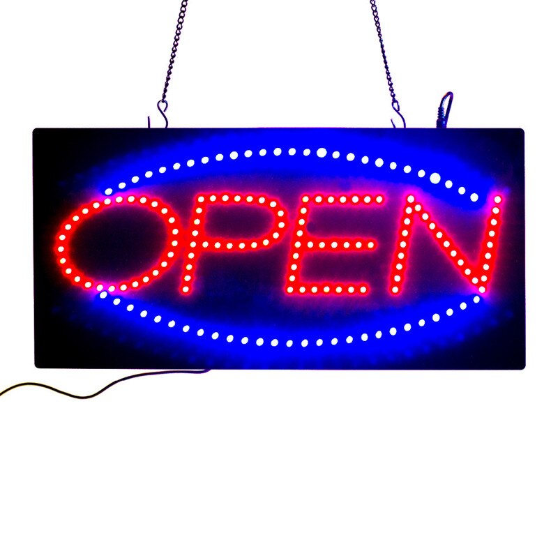 Super lumineux enseigne Open Led magasin d'affaires magasin enseignes au néon mouvement animé en cours d'exécution lumière publicitaire avec interrupteur prise ue US: OPEN 2  EU Plug