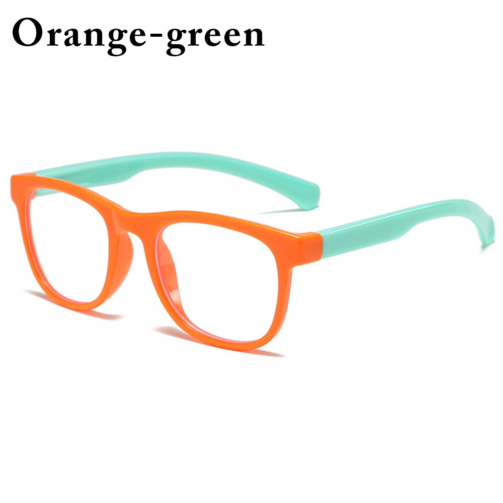 Silikone ramme anti blåt lys glasse anti stråling børn computer briller video gaming briller briller sikkerhedsbriller: Orange-grøn