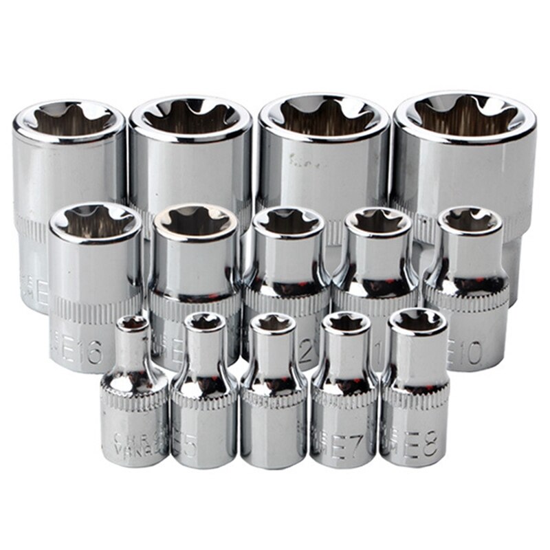 14-Piece Set E-Type 6-Flower Socket Head Combination Wrench 1/2 3/8 1/4 Auto Repair Tool E4-24mm: Default Title