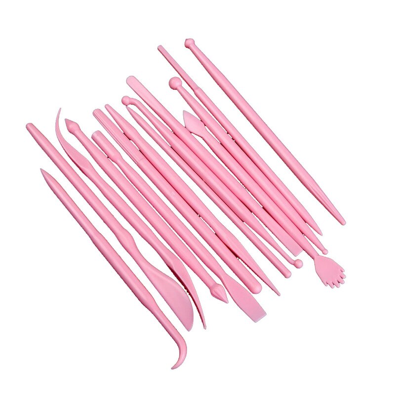 14pcs/set Shaping Clay Playdough Tools Toys Polymer Modeling Clay Tool Plastic Clay Sculpting Set Polyform Sculpey Tools Set: 14pcs Pink