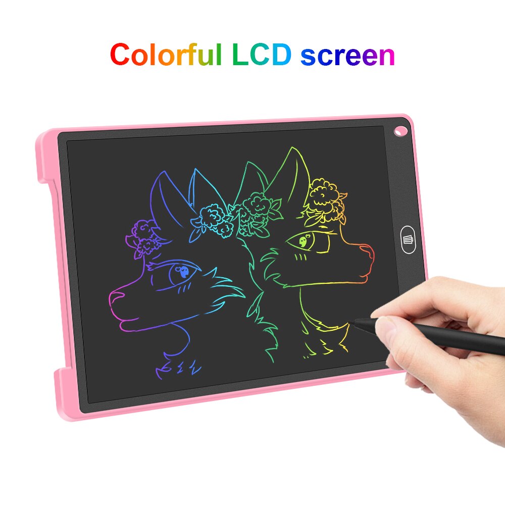 LCD Writing Tablet, 12 Inch Newest High-Tech Colour Screen Writing and Delete Function, Electronic Drawing Tablet, Reusable Pink