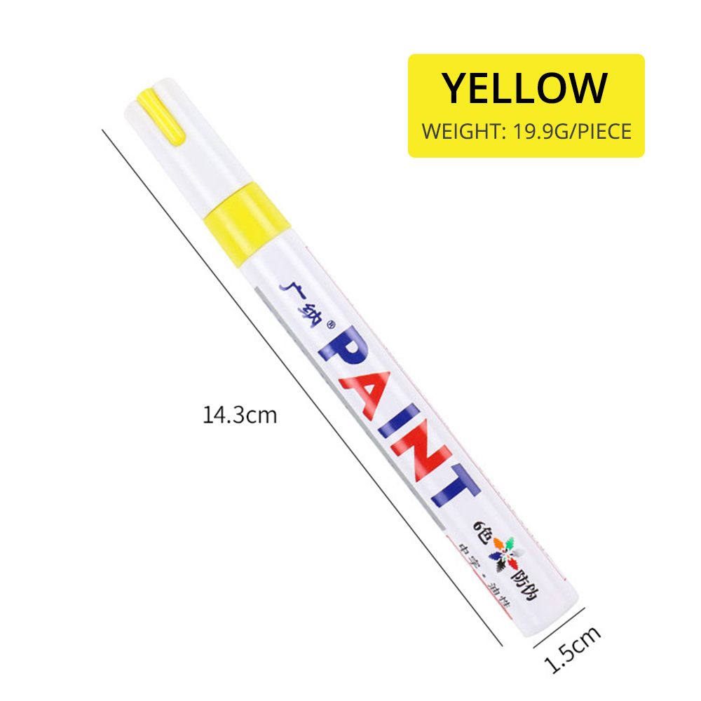 1pcs White Waterproof Cars Wheel Tire Oily Mark Pen Auto Rubber Tyre Paint Pen Cd Metal Permanent Paint Marker Graffiti Touch Up: Yellow