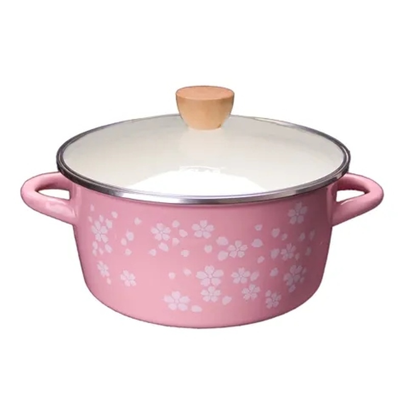 Enamel Enamel Soup Pot Noodle Pot Pot Binaural Induction Cooker Flat-bottom Gas Household Stewing Soup Thickening Retro Old