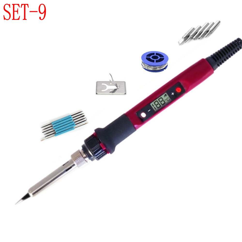 Digital Display Electric Soldering Iron Repair Station 220V 110V 60W 80W Temperature Adjustable Welding Soldering Tips Tools: SET-9 / EU