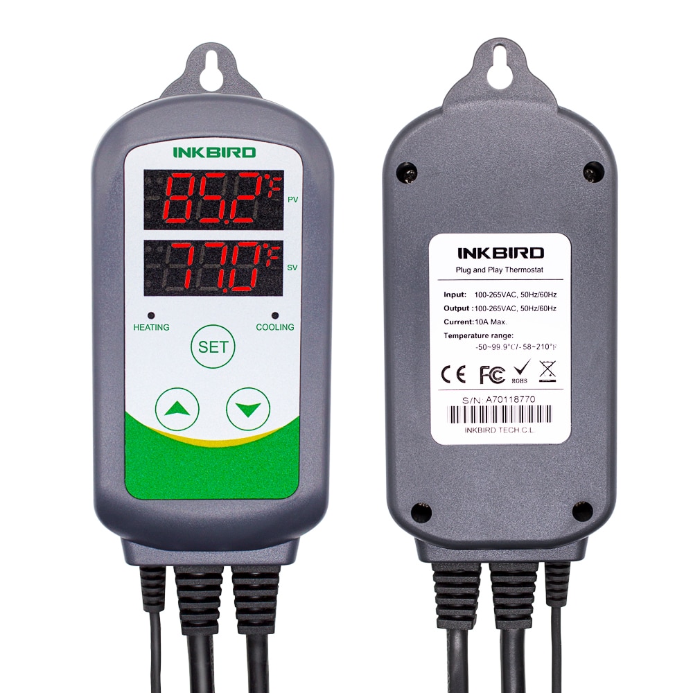 Inkbird Digital Thermostat Temperature Controller Heating Cooling Control Instrument ITC-308S 30CM Probe for Incubator Brewing