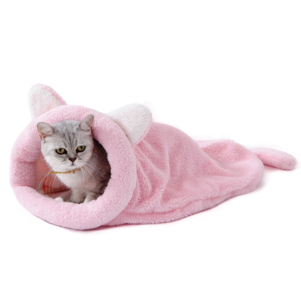 Saco de dormir de lana para gatos cama para perros pequeños mascotas alfombrilla de gato casa perrera suave cama para dormir productos para mascotas: Pink