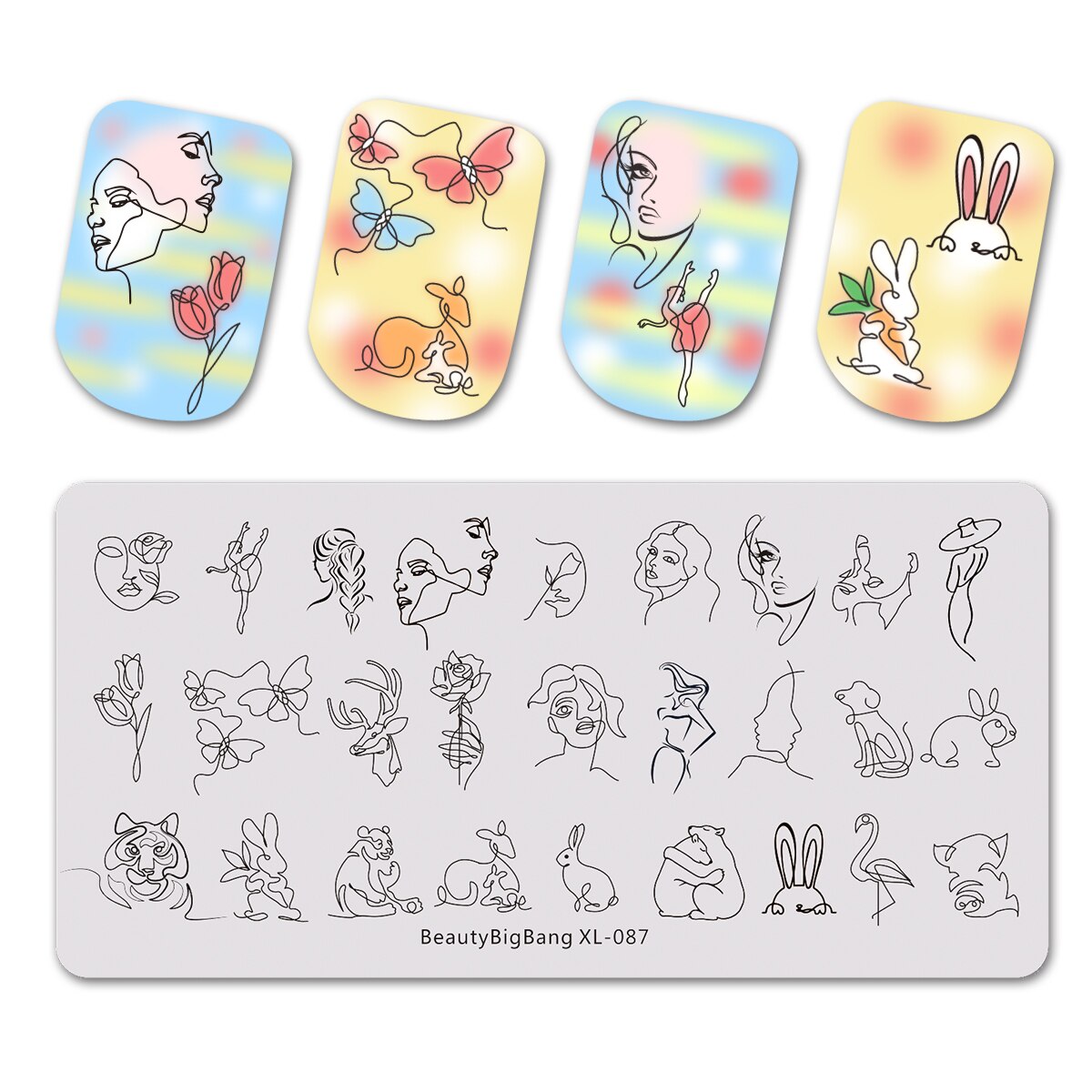 Beautybigbang 6*12cm stempling plade natur blade planter billede skabelon negle stencil skabeloner negle form stencils til nai: 87