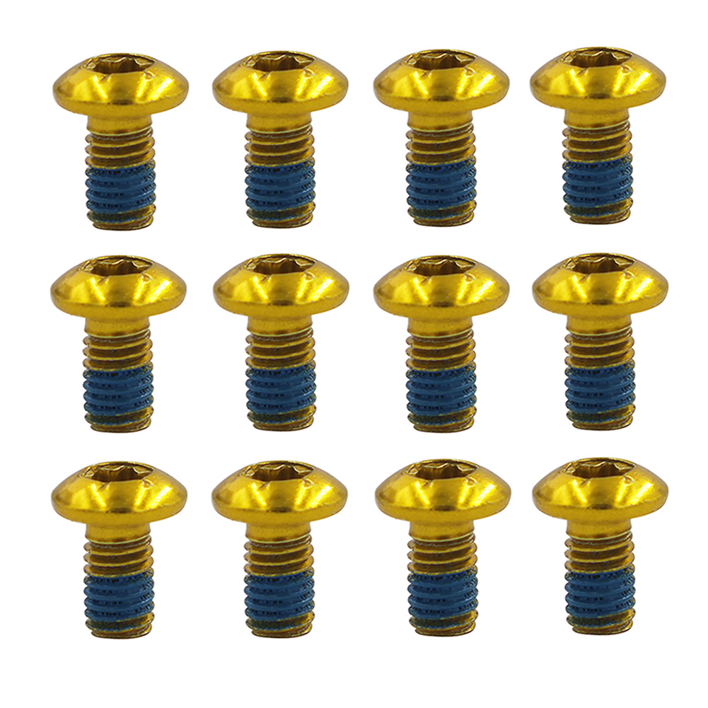 12 Stuks Fiets Schijf Rem Rotor Bouten M 5X9Mm Staal Mtb Fiets Kleur Antislip Schijf Schroef Mountainbike Accessoires: Goud