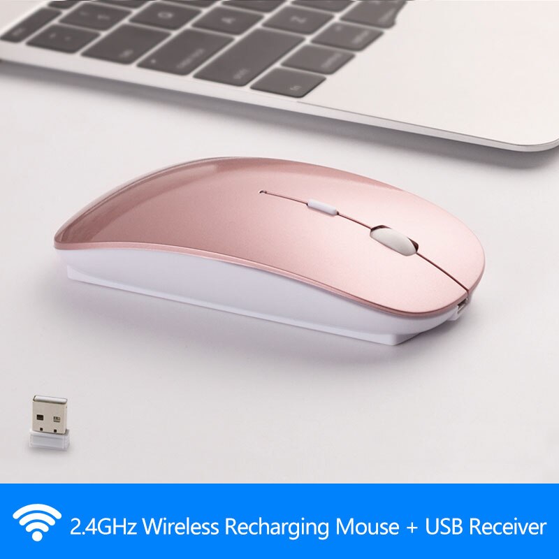 Wireless Mouse USB Receiver Rechargeable Mice for xiaomi/Dell/Hp/Lenovo/Acer/Asus Silent Bluetooth Mouse for Computer Laptop Pc: Wireless rose gold