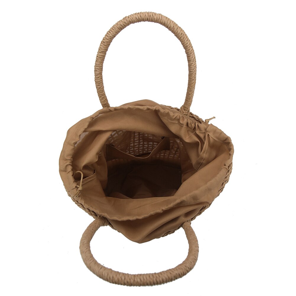 Women Hollow Retro Handbag Straw Woven Tote Large Capacity Summer Beach Shoulder Bag Party Shopping Best -WT