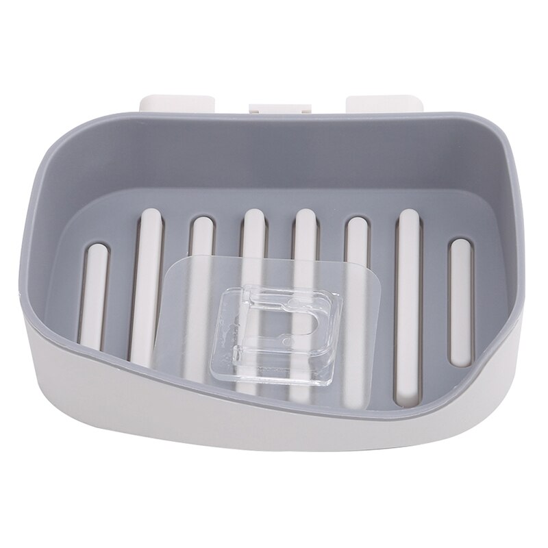 Soap Holder Suction Cup Soap Dish Drain Bathroom Storage Box Free Punching Plastic Wall Hanging Paste Tray Bathroom Accessories: gray