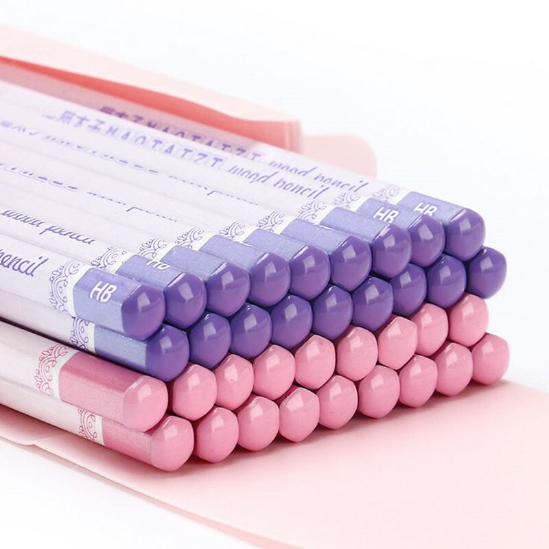 36 PCS/Box Colorful Wooden HB Pencil Standar With Pencil Case Stationery Pencil Drawing Painting Writing School Office