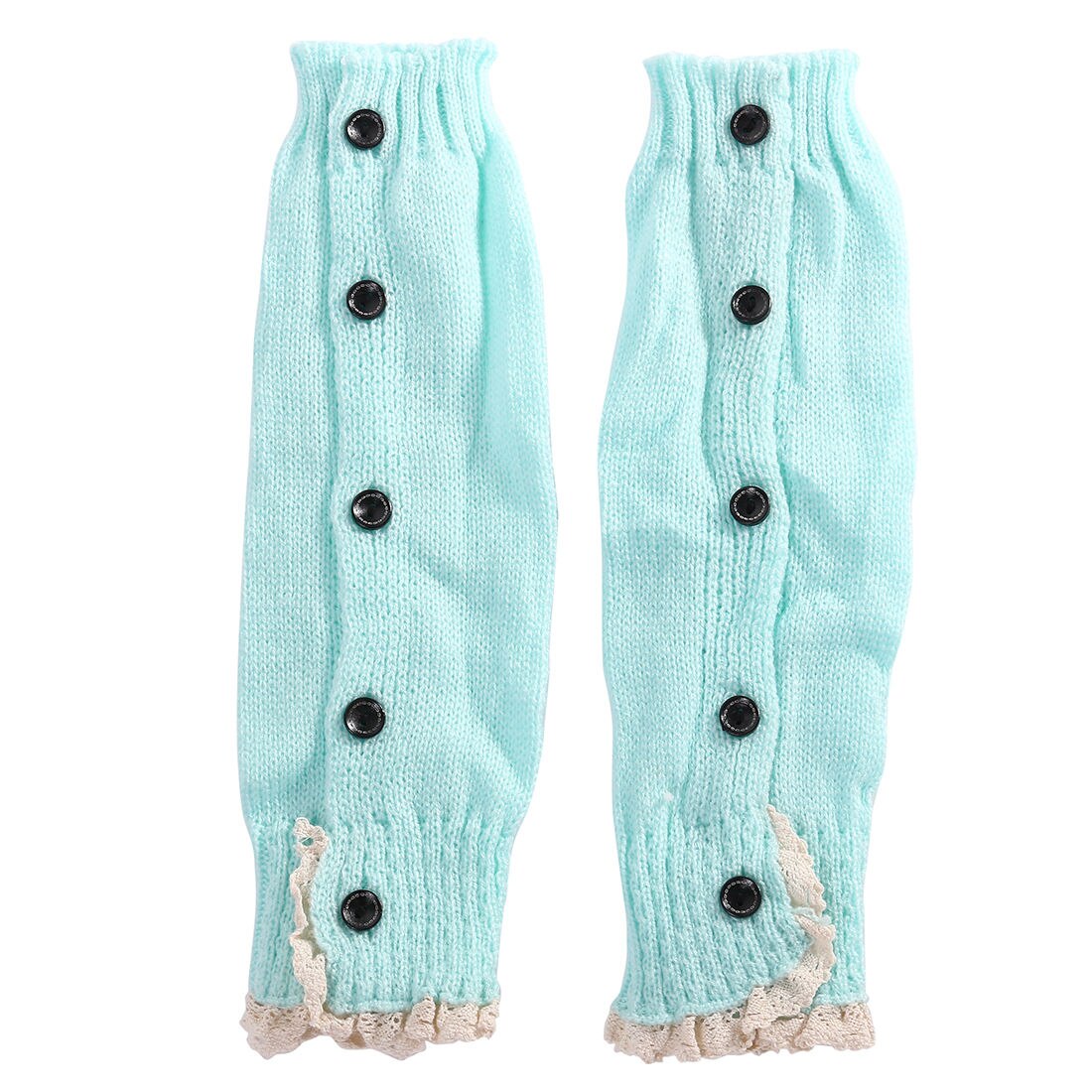 Pudcoco Girls Kids Cable Knit Ribbed Lace Frills Leg Warmers Legwarmers 8 Colours: Green