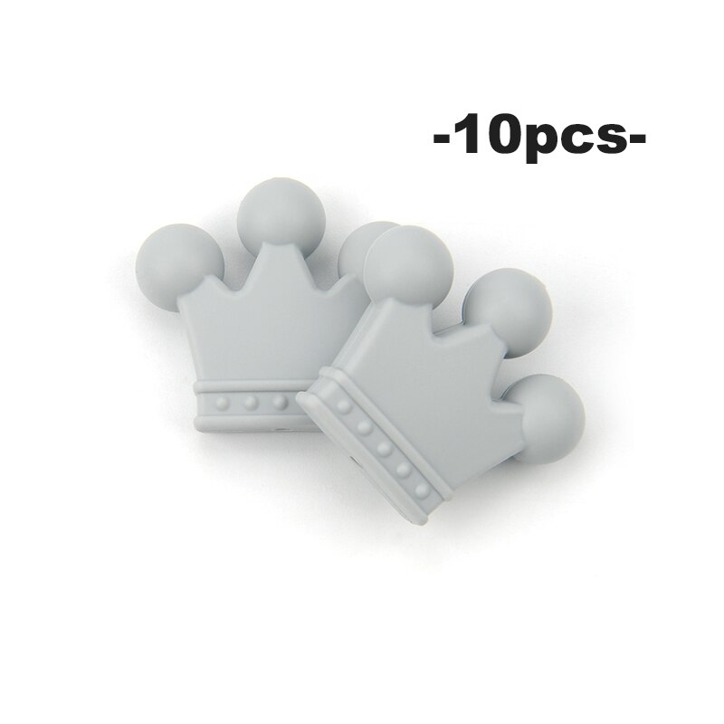 LOFCA – perles couronne en Silicone, 10 pièces, sans BPA, de alimentaire, utilisées dans la fabrication de colliers, Bracelets, accessoires de bijoux: Rose