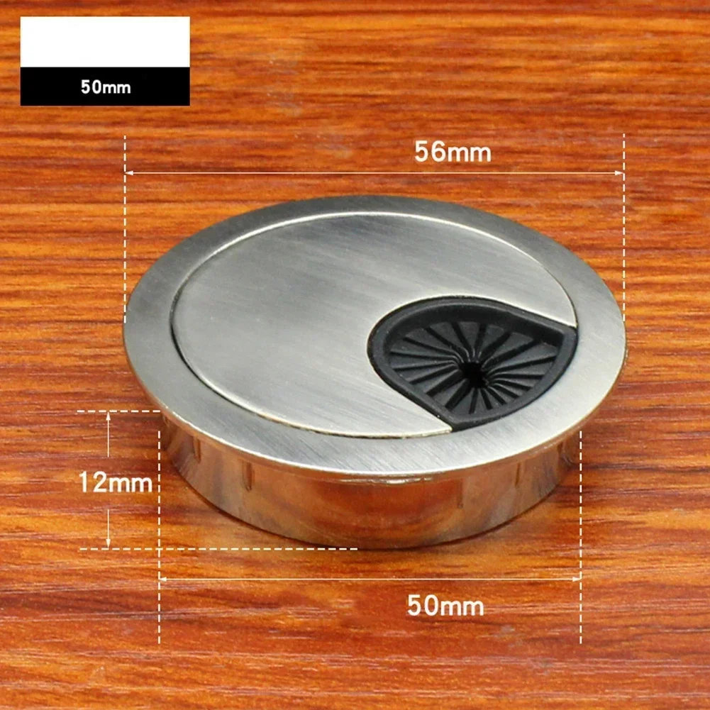 1pc pratique 50mm/60mm/80mm ordinateur œillet en métal bureau Table câble bien rangé sortie fil couverture organisateur matériel: Noir et blanc