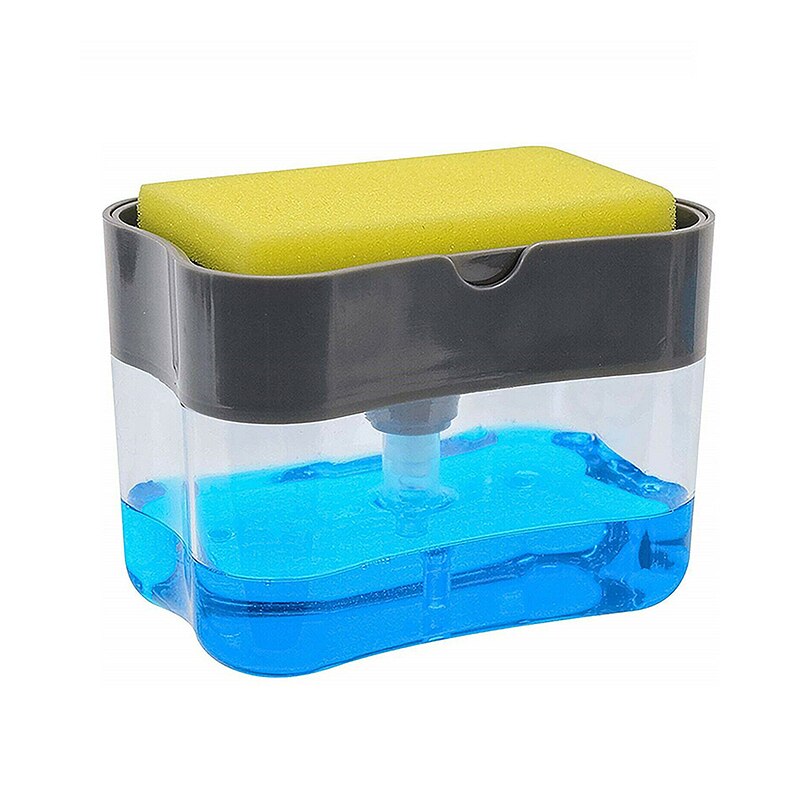 Soap Pump Dispenser with Sponge Holder Cleaning Liquid Dispenser Container Manual Press Soap Organizer Kitchen Cleaner Tool: Default Title